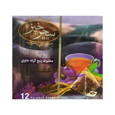 دمنوش مخلوط گیاهی زعفران و جنسینگ سحر خیز 12 عددی